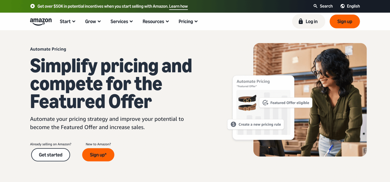 Amazon Automate Pricing homepage