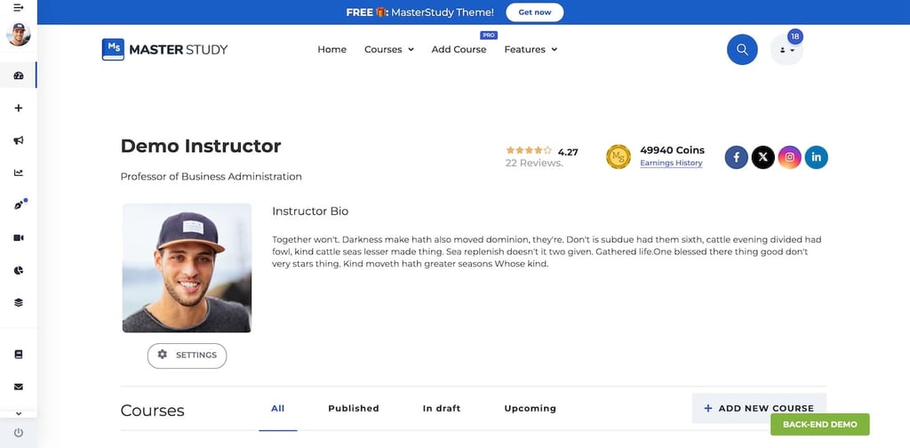MasterStudy instructor profile