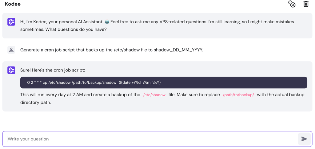 Backup cron job script generated by Kodee AI assitant