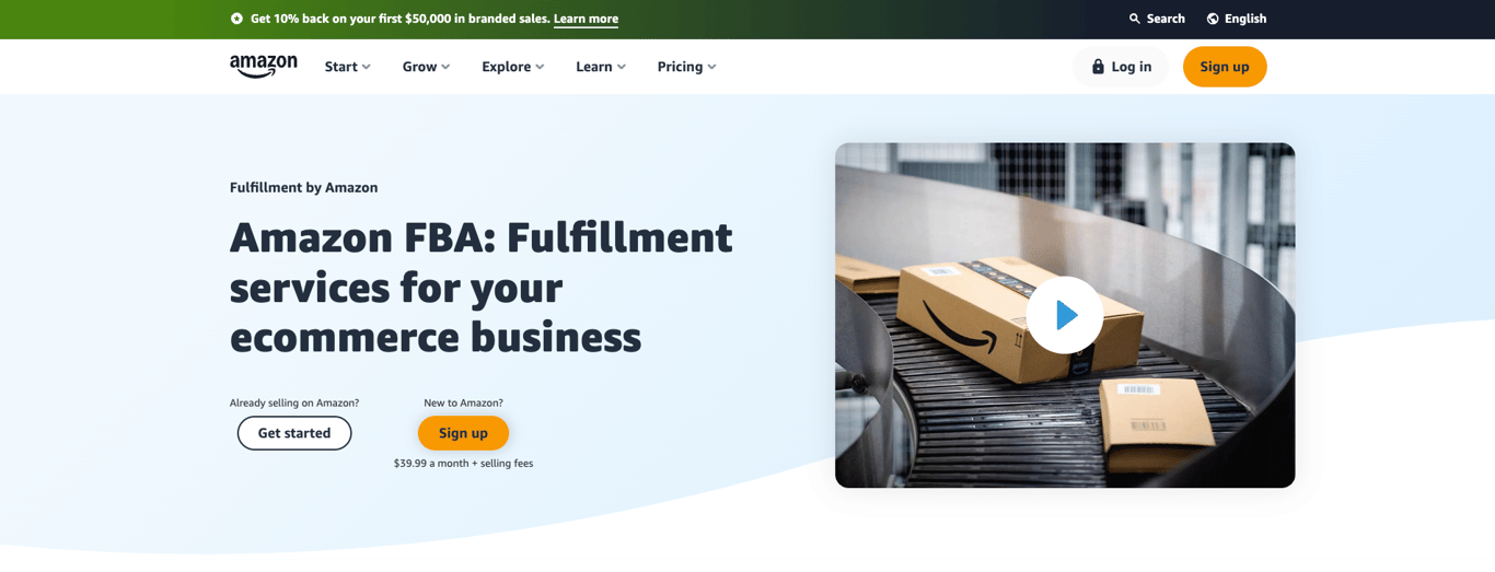 Fulfillment by Amazon (Amazon FBA) homepage