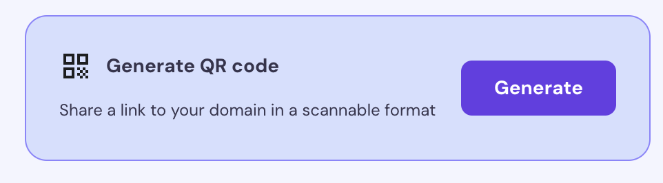 The Generate QR code window on hPanel dashboard