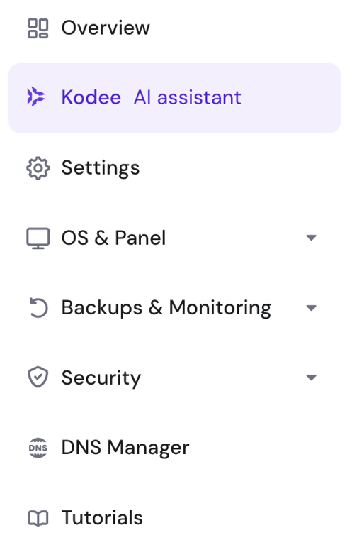 The location of Kodee in hPanel