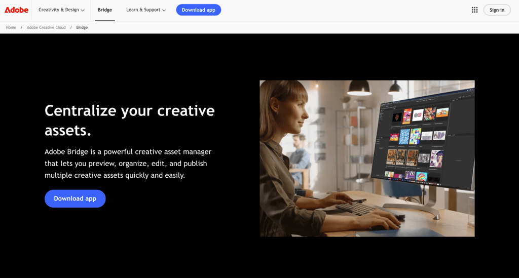 Adobe Bridge homepage
