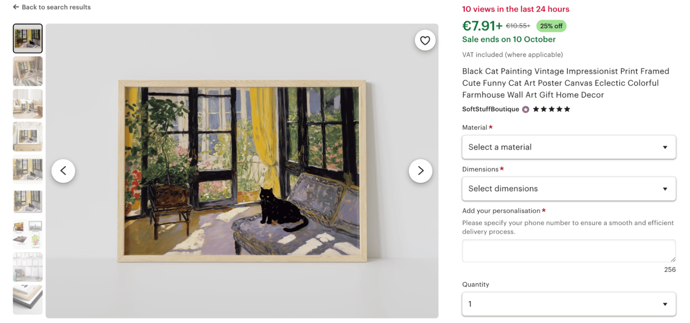 Custom art pricing example