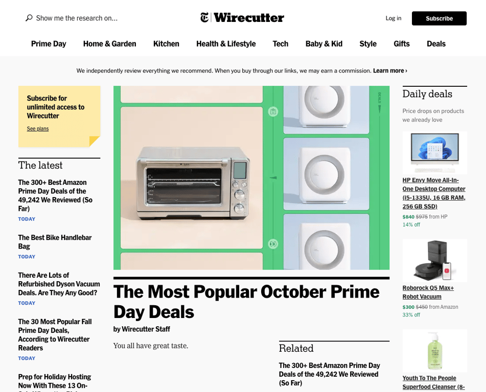 Wirecutter homepage
