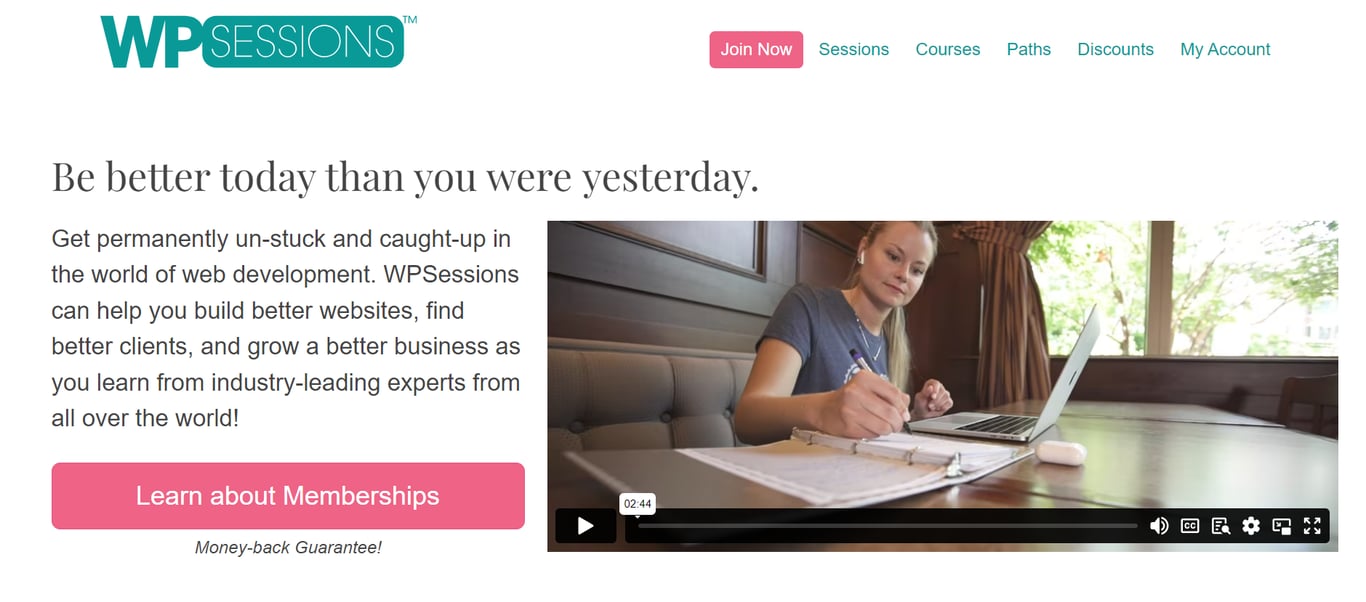 WP Sessions' home page