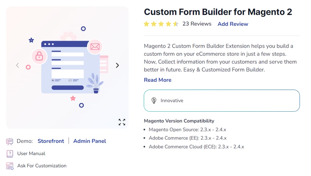 Amasty's advanced reports' product page showing the key features and pricing plans
