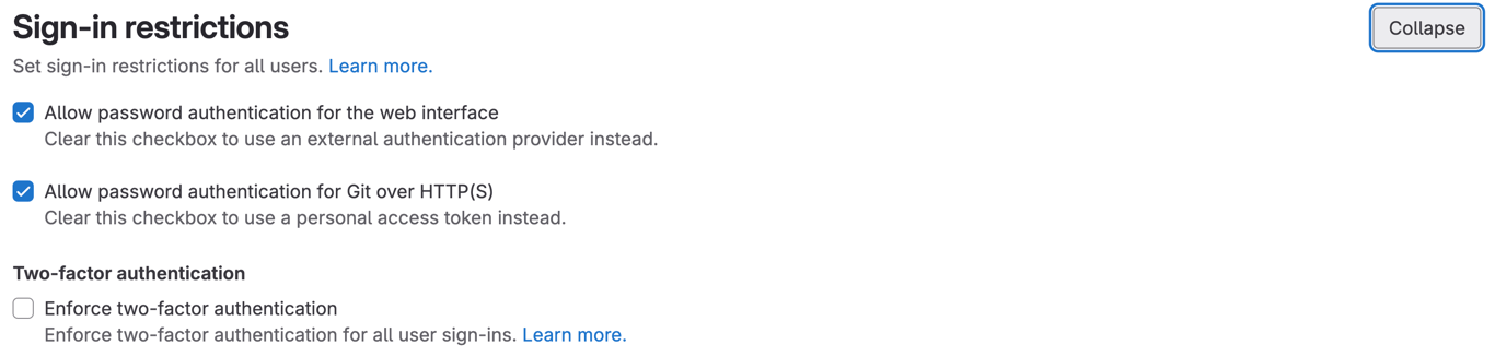 GitLab sign in restriction settings