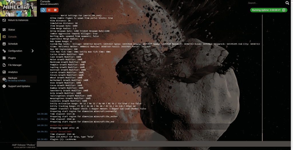 Access your server console.