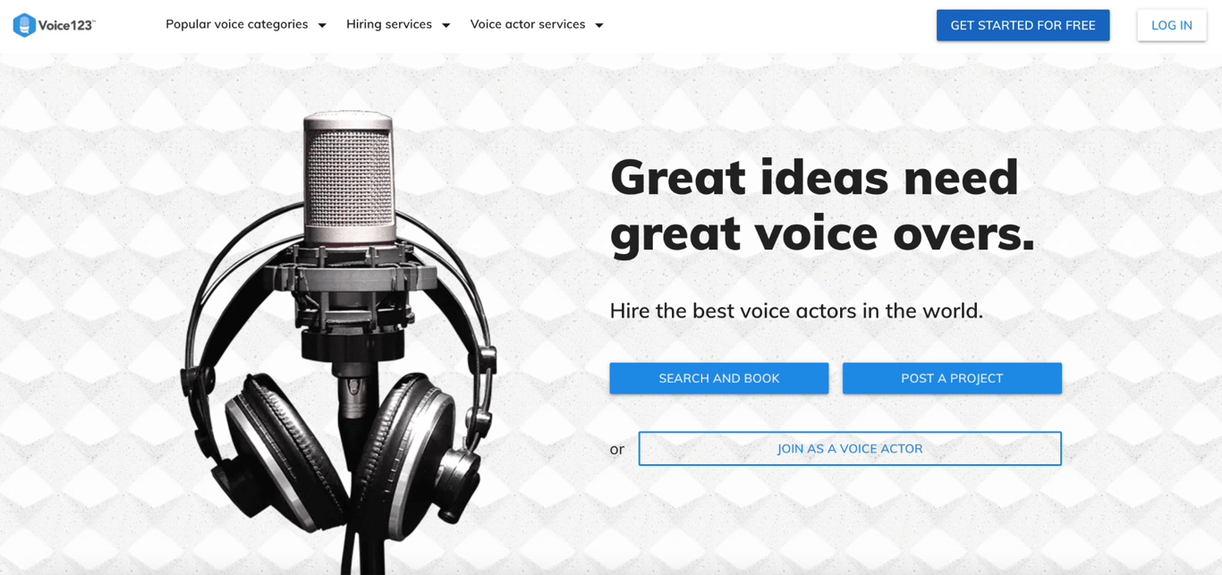 Voice123 - side hustles from home idea
