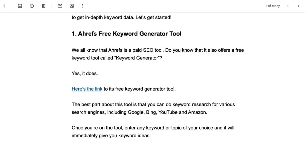 email example for using affiliate link naturally