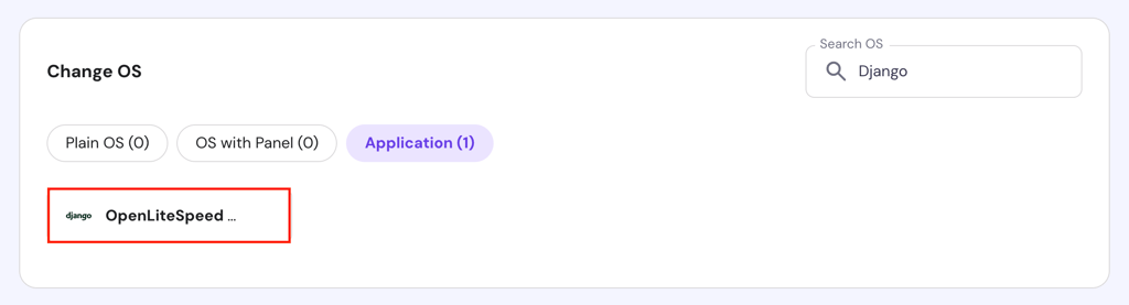 The OpenLiteSpeed with Django template in hPanel's VPS