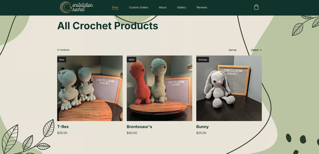 Constellation Crochet shop page