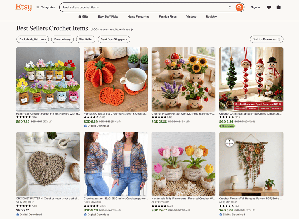 Best selling crochet items on Etsy