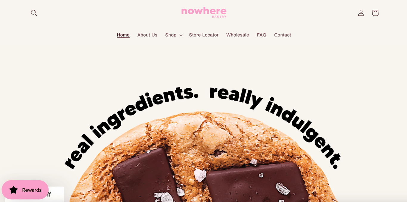Nowhere Bakery homepage
