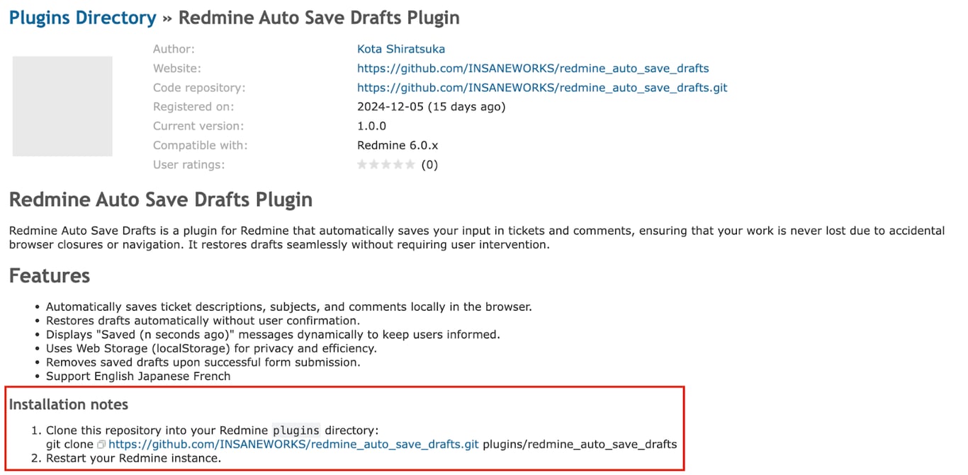 Redmine plugin installation notes