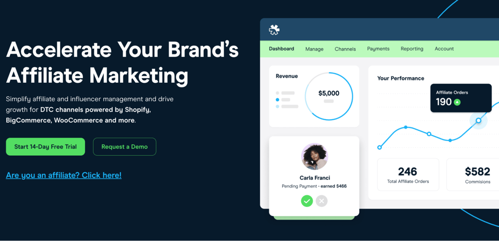 Affiliate link tracking tool: Refersion