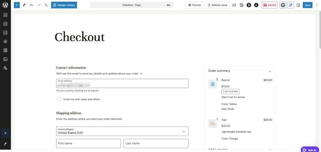 WooCommerce checkout block