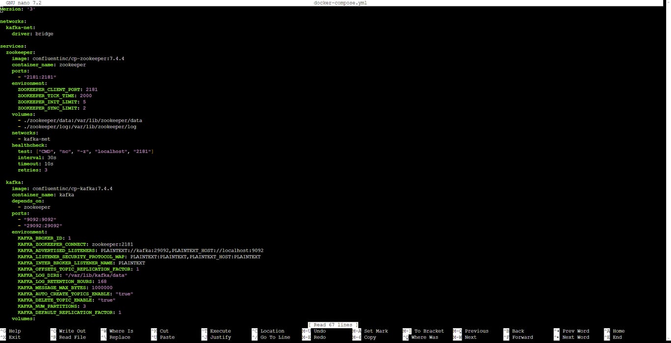 The Docker Compose file serves as the blueprint for your Kafka deployment, defining all necessary services and their configurations.