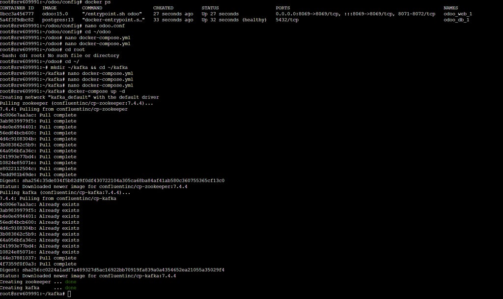 You should see both containers in the “Up” state with no error messages in the logs.