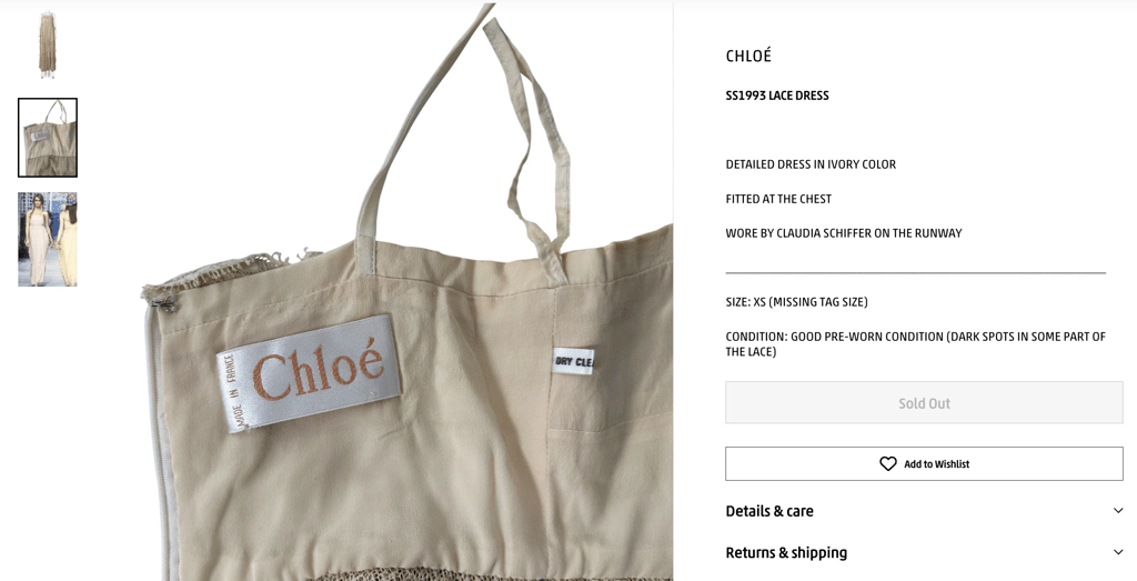 Chloe bag with detailed photos from Project Vintage shop