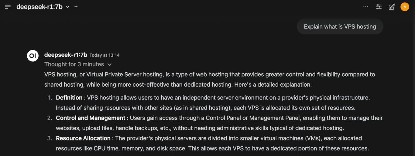 DeepSeek answers a user question
