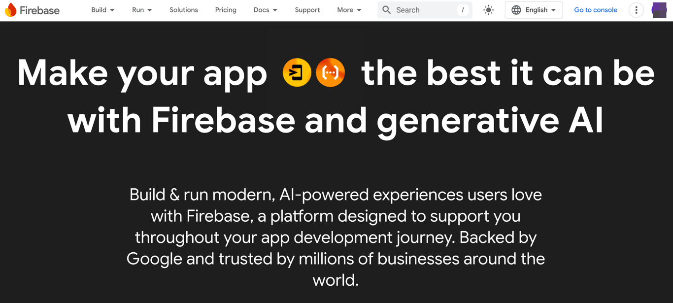 Firebase landing page