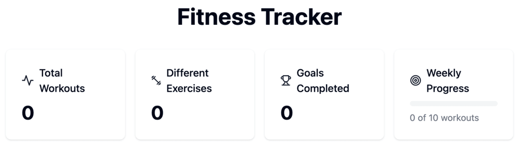 Overview panel of fitness web app within Hostinger Horizons