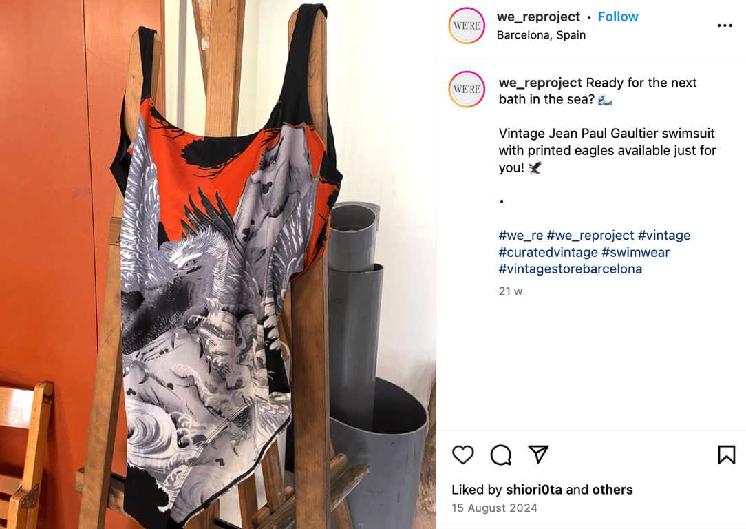 Vintage Jean Paul Gaultier swimsuit on Instagram
