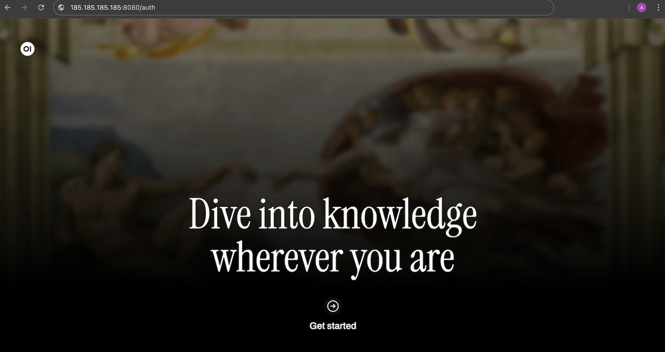 Ollama web ui welcome page
