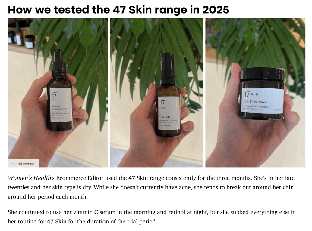 Product review example: Explaining how the product has been tested