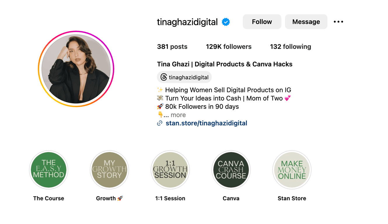 tinaghazidigital instagram page