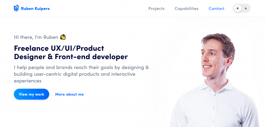 Homepage of freelancer named Ruben Kuipers