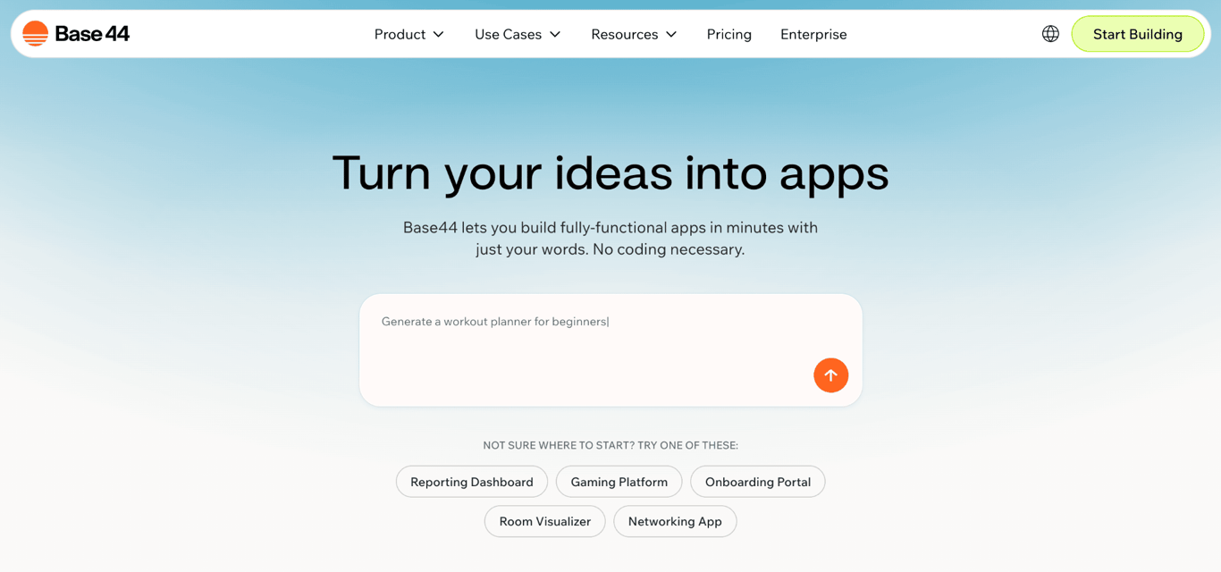 Homepage of Base44