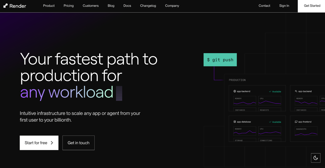 Homepage of Render