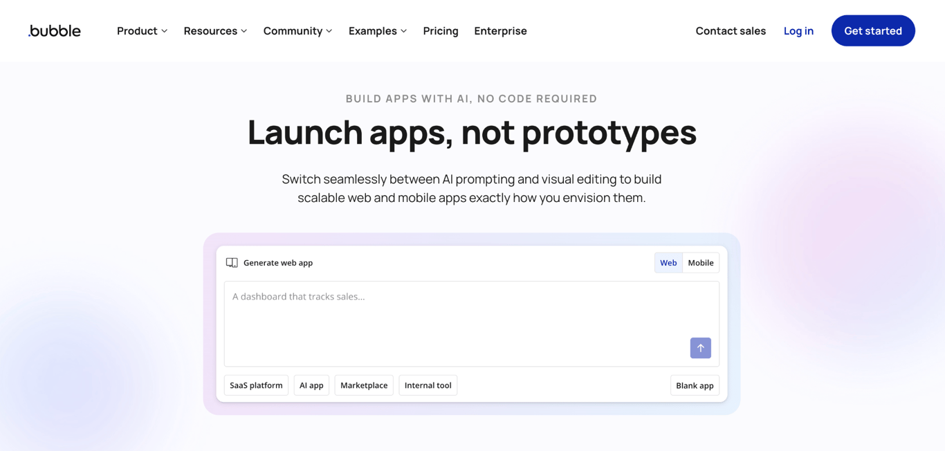 Bubble landing page