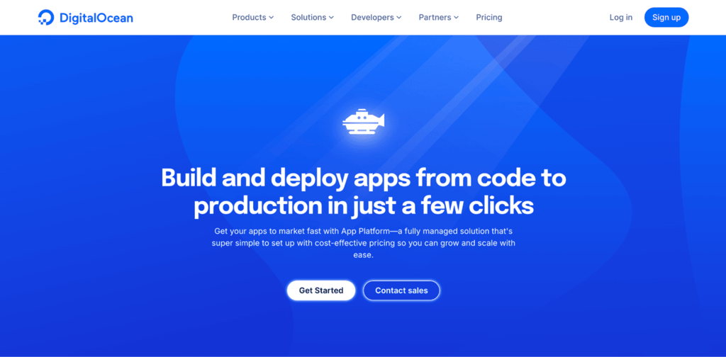 Startseite der Digital Ocean-App