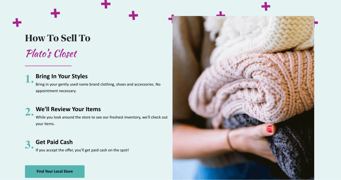 How to sell to Plato's Closet closeup from the seller landing page