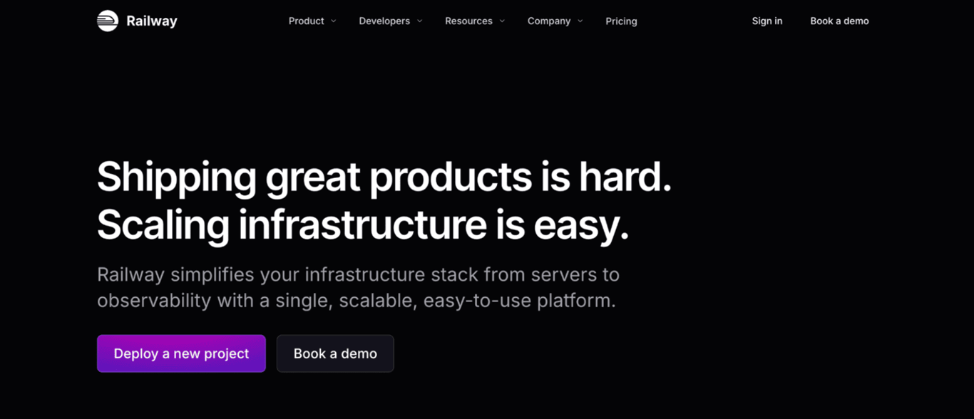 Railway landing page