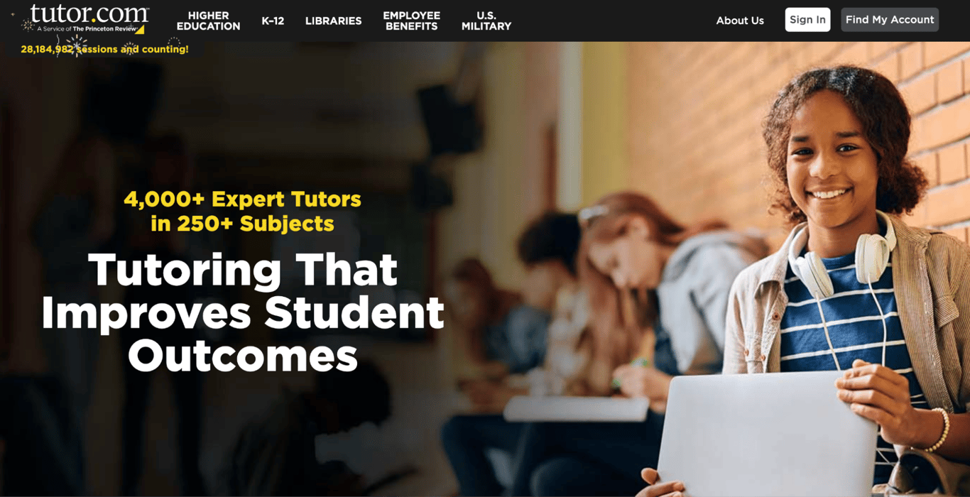 Tutor.com landing page