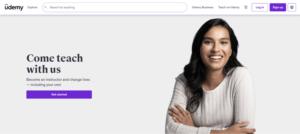P&aacute;gina de inscri&ccedil;&atilde;o para professores da Udemy