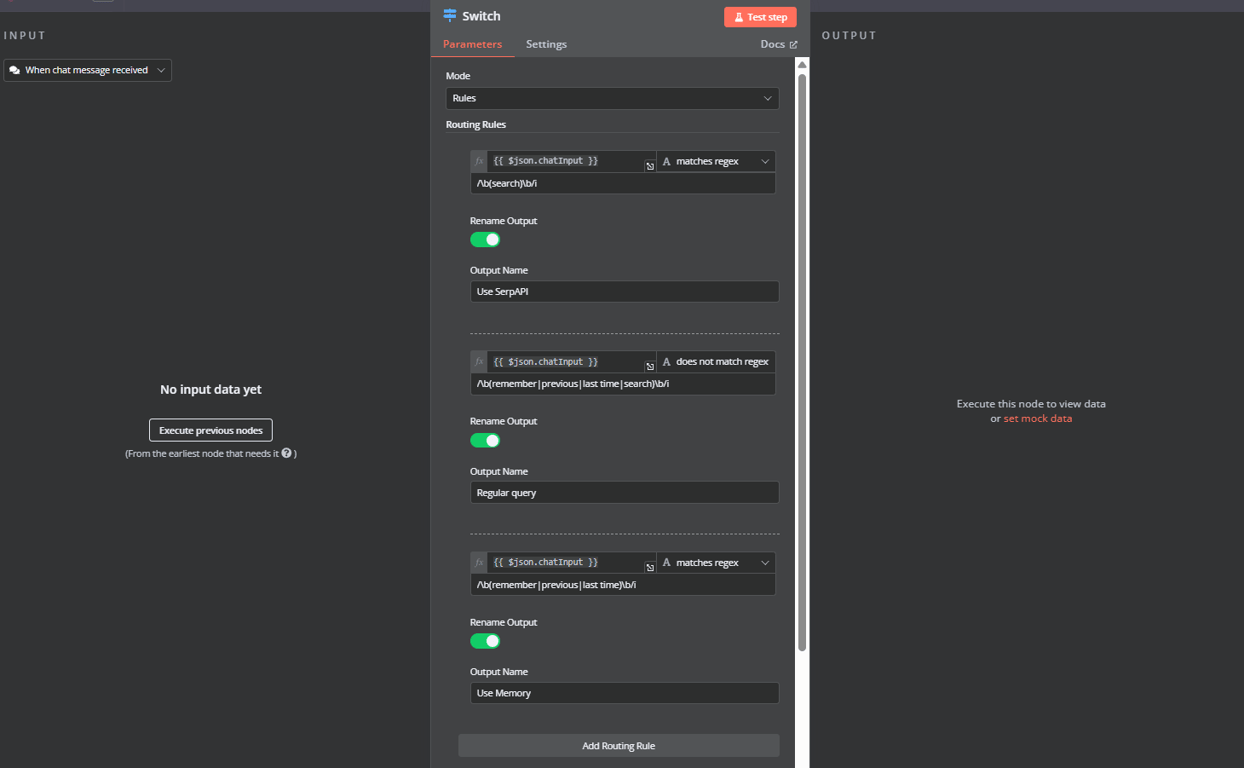 Switch node configuration.
