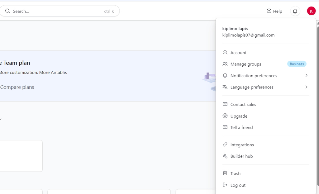 Creating a new token in Airtable
