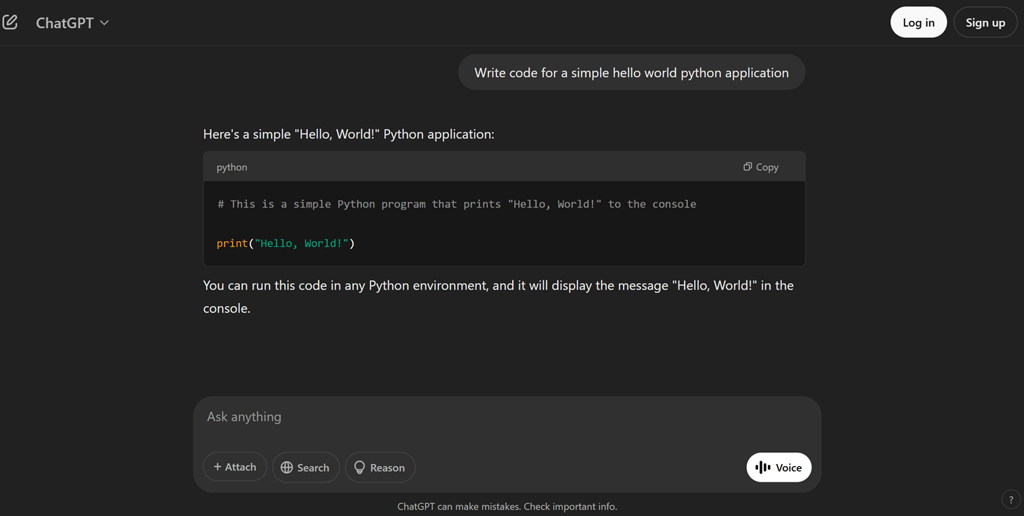 Image displaying interaction with ChatGPT