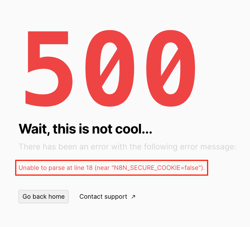 The Unable to parse error message in Coolify's deployment logs