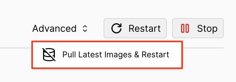 The Pull Latest Images & Restart button in Coolify's Configuration page