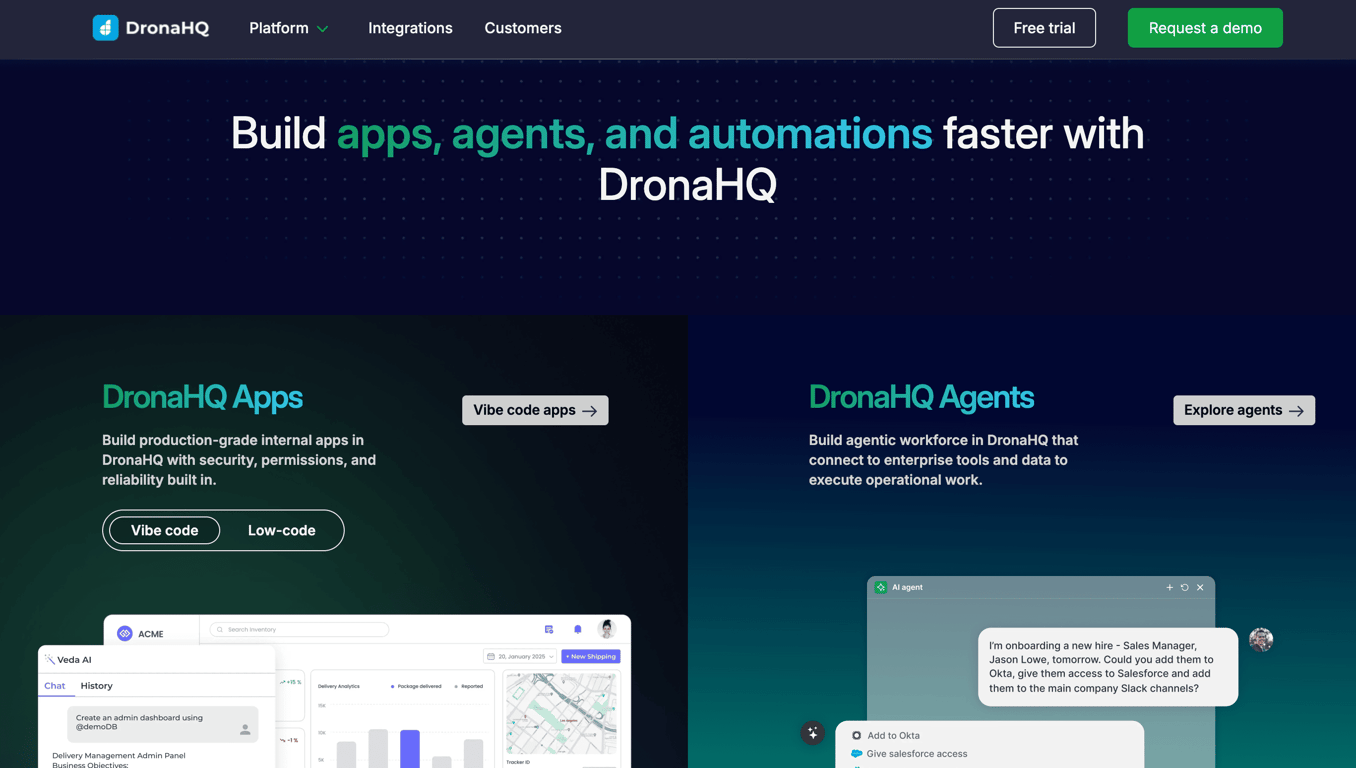 Homepage of DronaHQ