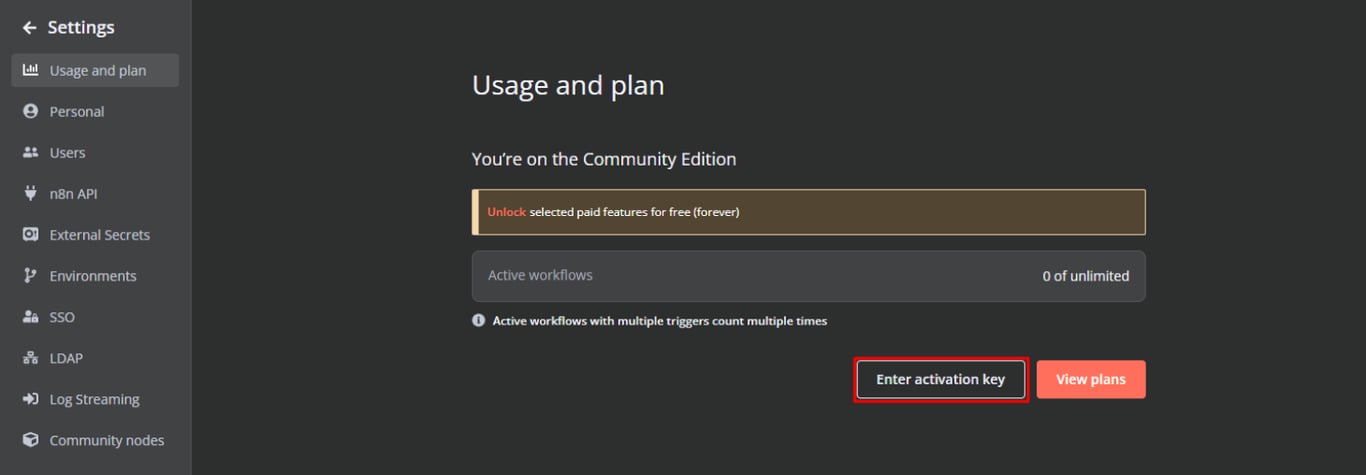 Enter activation key.