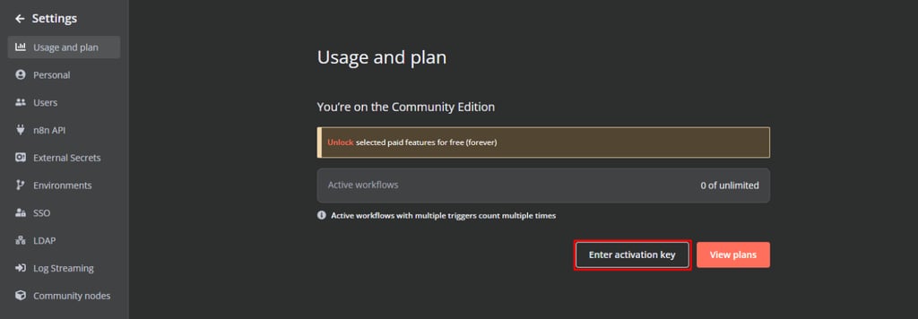 Enter activation key.