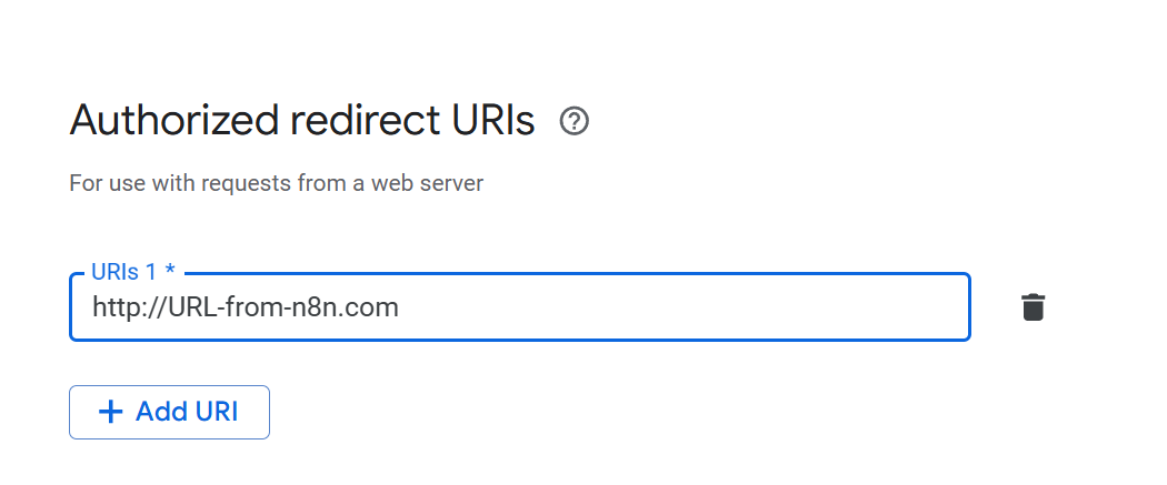 Google Developer Console URI configuration menu